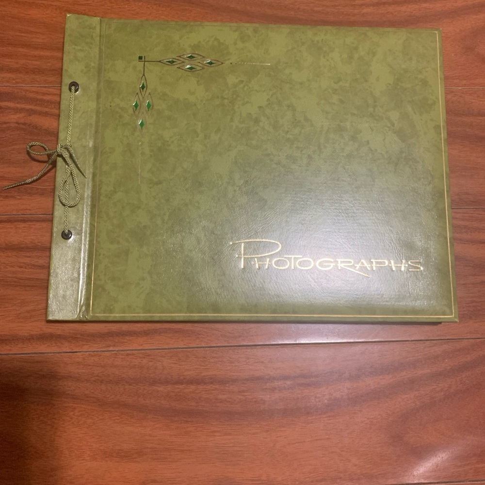 Vintage 1960 Herald Green Photo Album Scrapbook 12.5x 8.75  Hawaii Filled